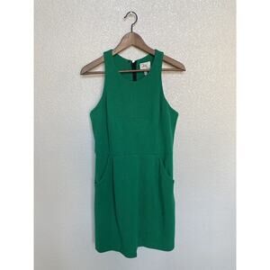 Milly Of New York Green Wool Sheath Dress Size M Sleeveless Pockets Kelly Green